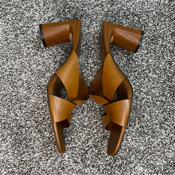 Zara Block Heel Brown Leather Sandals Chunky Woman’s Size 41 or‎ US 10 - Picture 4 of 6